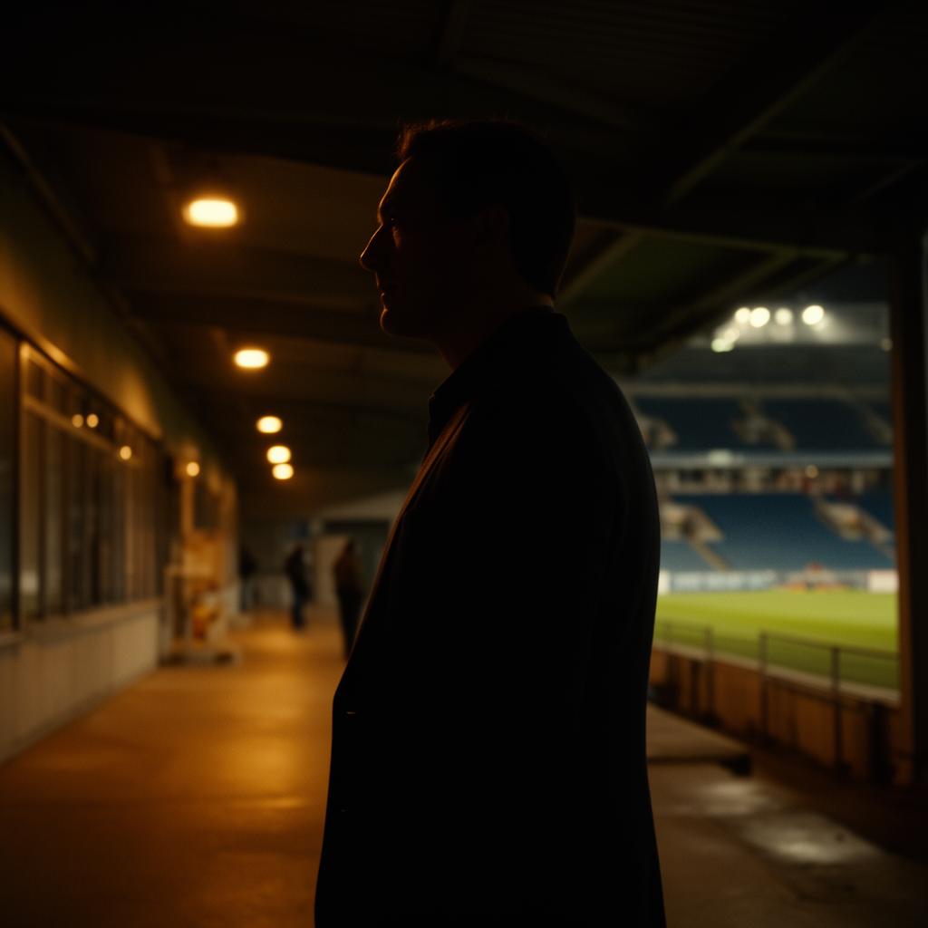 Founder silhouette in stadium concourse